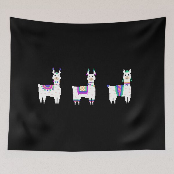 Item preview, Colorful Pixel-Art Llamas on Parade Happy Retro designed and sold by yisela.