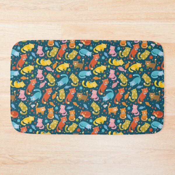 Item preview, cute cat and fish colorful pattern  designed and sold by yoshra.