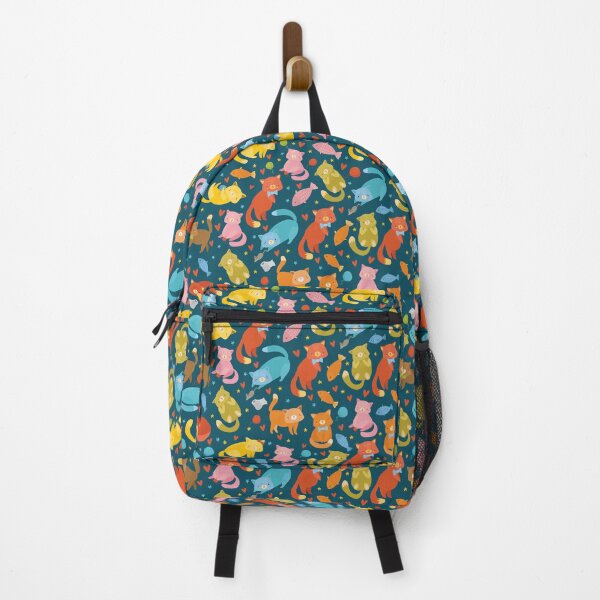 Item preview, cute cat and fish colorful pattern designed and sold by yoshra.