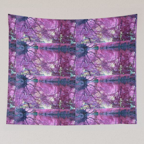 Item preview, Fantasy Nature Scene with Pink and Purples flowers Reflecting in the Water designed and sold by Zen  Goat.