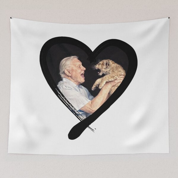Item preview, David Attenborough - National treasure and natural historian - with cute cub in a heart designed and sold by LuckyLlamas.