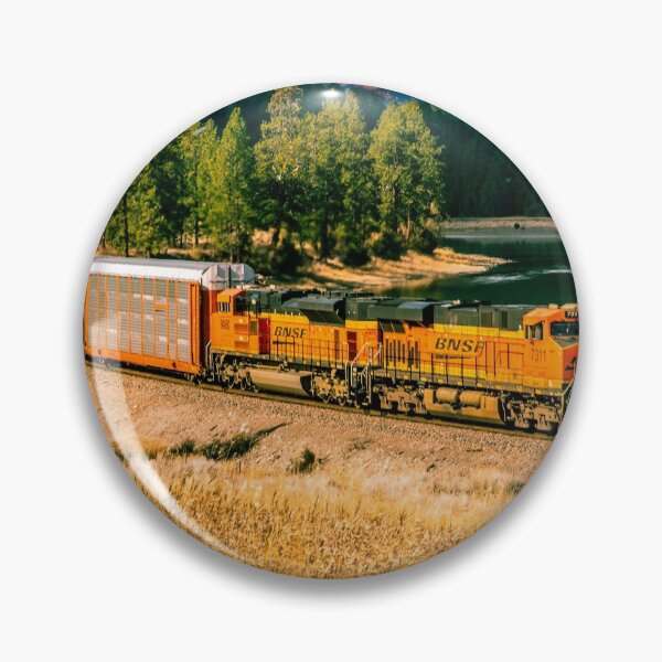 Car Train by the River Pin