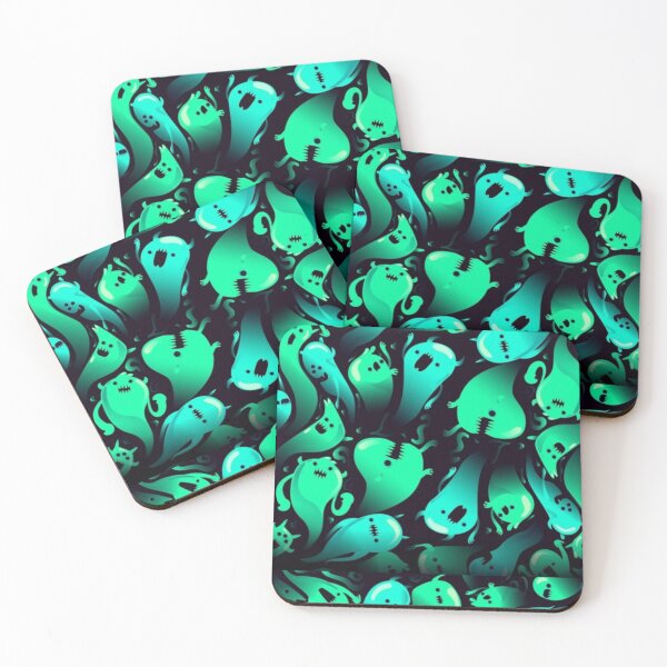 Item preview, Neon Black and green boo, cute Halloween watercolor pattern, boo, witch, candy, bat, witch hat, pumpkin, latest Halloween bestselling, trending designed and sold by August-E.