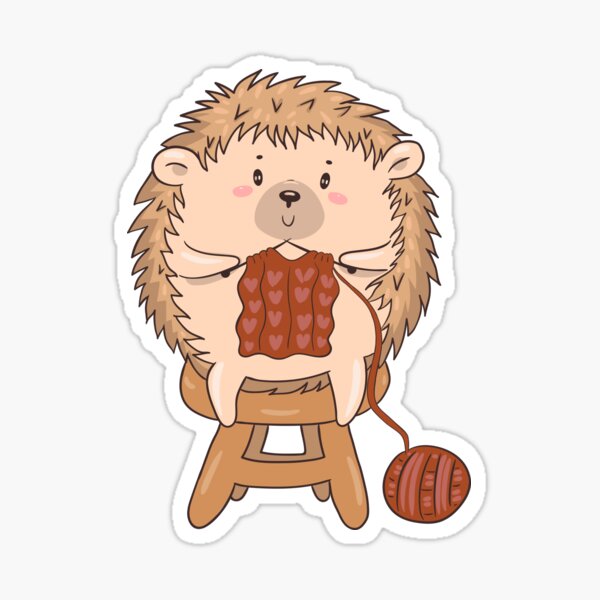 Cute Hedgehog Knits Sticker