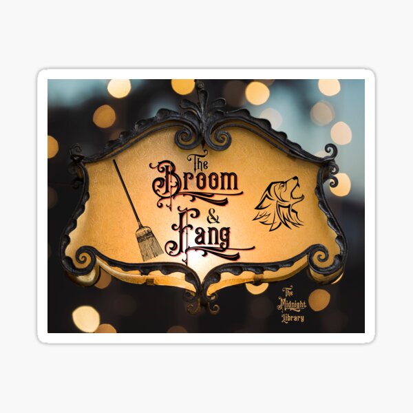 The Broom & Fang Lighted Sign Pub Logo! Sticker