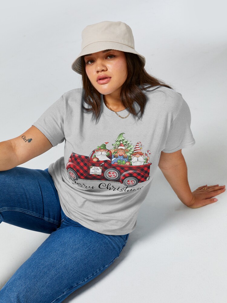 Disover  Christmas Gnome in Buffalo Plaid Pick-Up Truck Classic T-Shirt