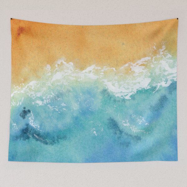 Item preview, Aqua Blue Ocean and Beach in Watercolor designed and sold by Kelly Roy.