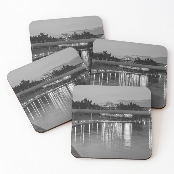 Item preview, The Monterrey, Mexico River Walk at Dawn in black and white designed and sold by Hochmann.