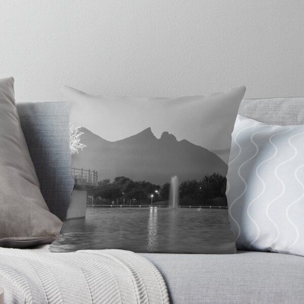 Item preview, The Monterrey, Mexico River Walk and the mountains at Dawn in black and white designed and sold by Hochmann.