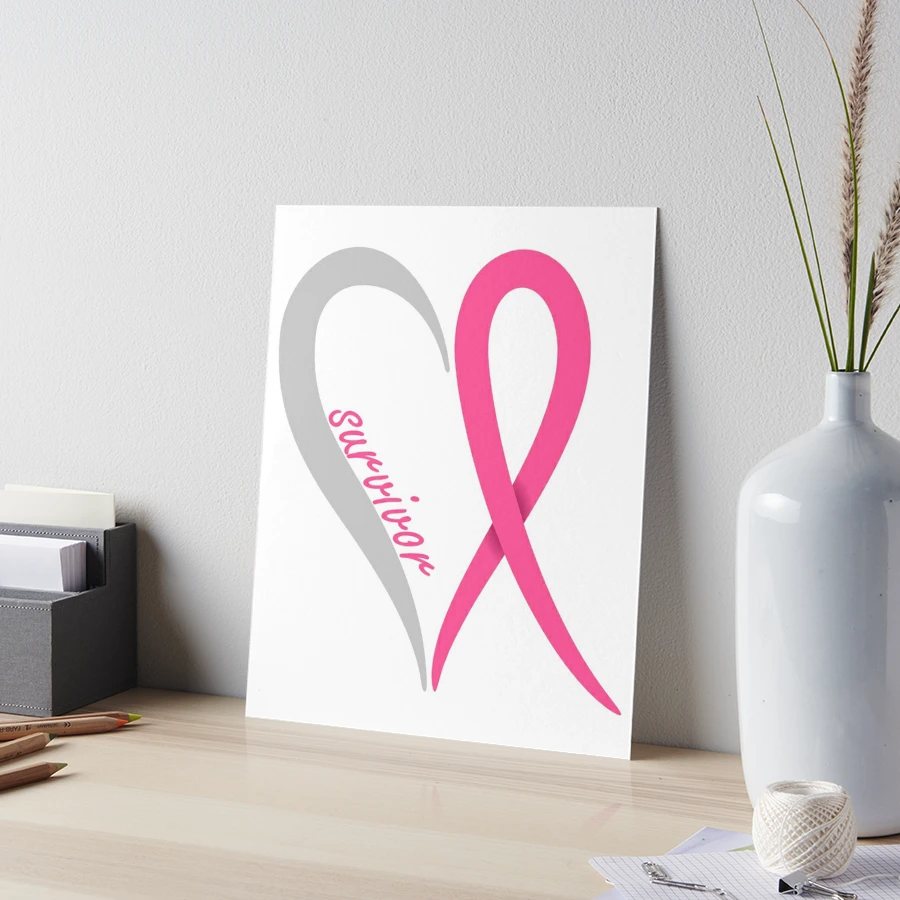 Breast cancer survivor heart and ribbon Art Board Print for Sale by  shaune23