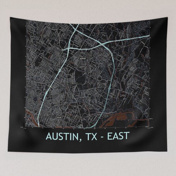 Item preview, Austin, TX - EAST Topographical Map Dark designed and sold by PGHPhotoCo.