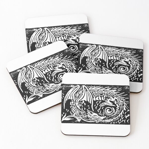 Item preview, Dragon Linoprint designed and sold by FlutterKatArts.