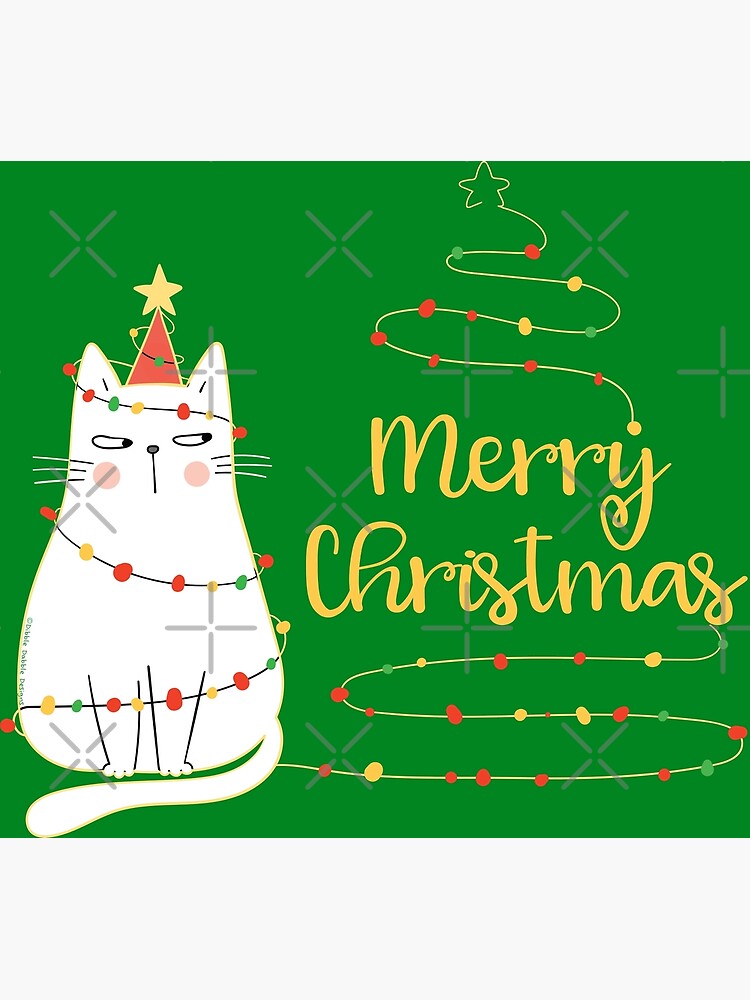 Lindo gato navideño con árbol 