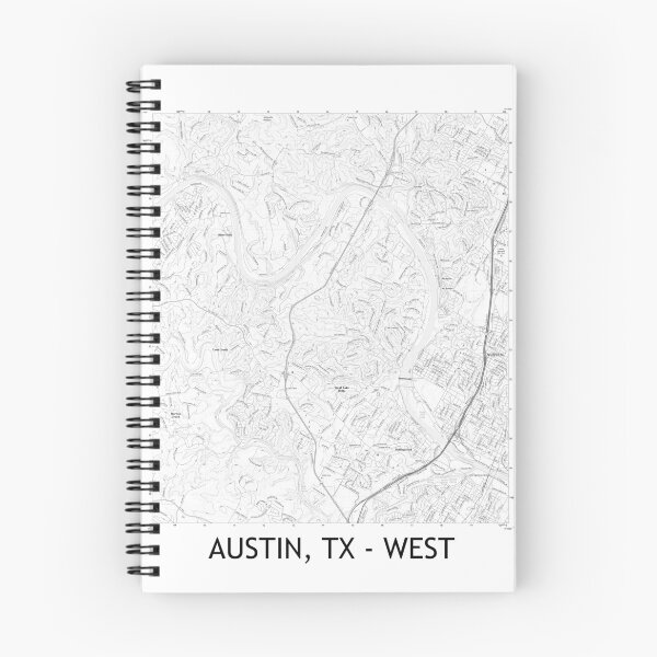 Item preview, Austin, TX - Mapa topográfico OESTE en blanco y negro designed and sold by PGHPhotoCo.