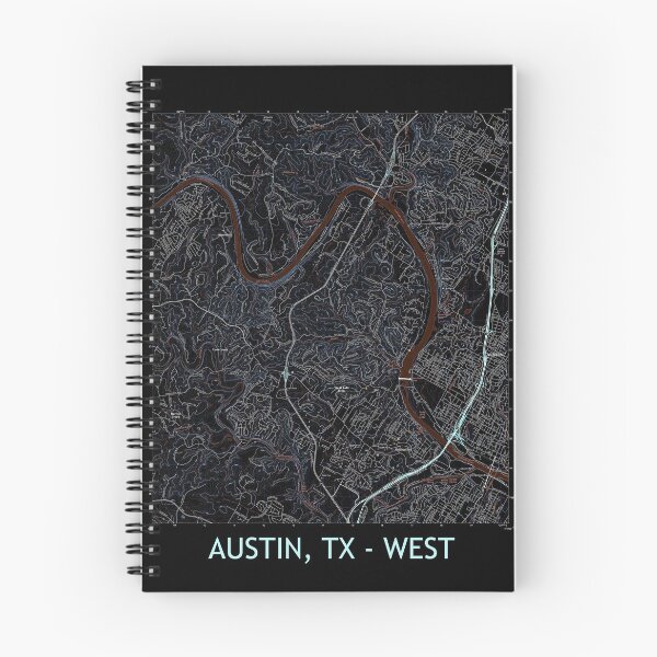 Artikelvorschau, Austin, TX - WEST Topografische Karte Dunkel entworfen und verkauft von PGHPhotoCo.