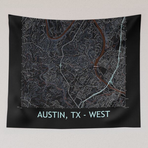 Item preview, Austin, TX - WEST Topographical Map Dark designed and sold by PGHPhotoCo.