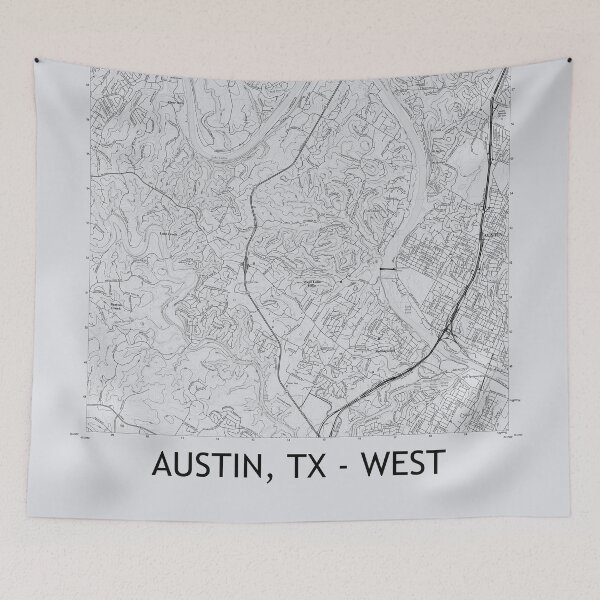 Item preview, Austin, TX - WEST Topographical Map Grey designed and sold by PGHPhotoCo.