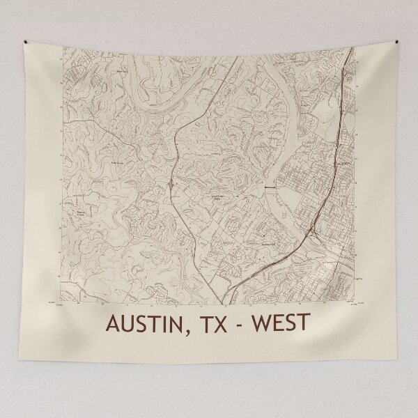 Artikelvorschau, Austin, TX - WEST Topografische Karte Vintage entworfen und verkauft von PGHPhotoCo.