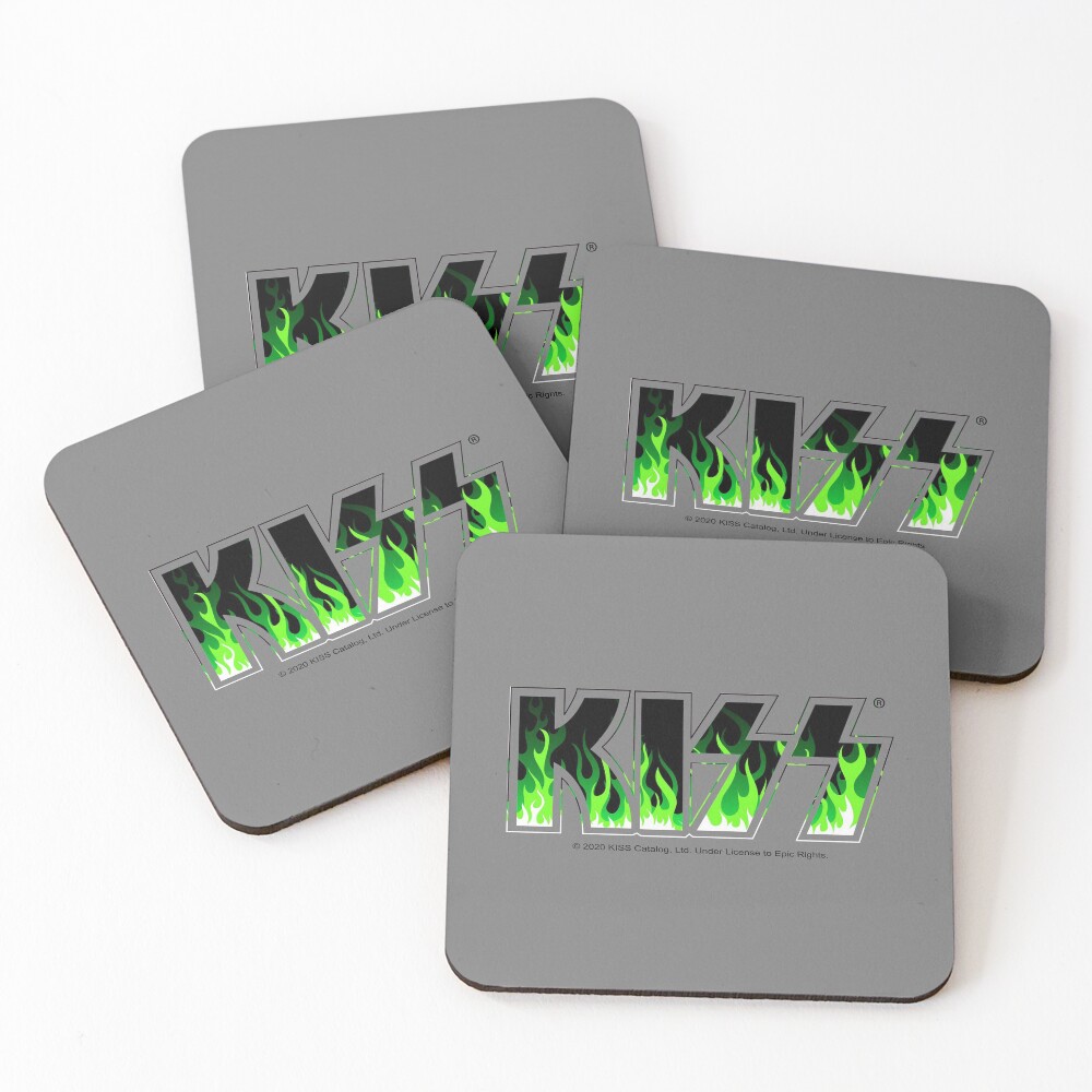 KISS Green Fire Coasters (Set of 4)