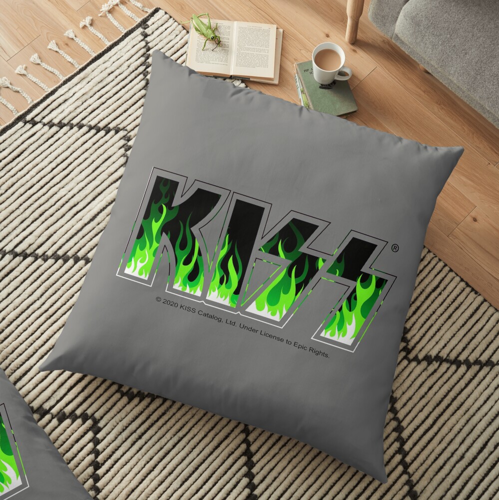 KISS Green Fire Floor Pillow