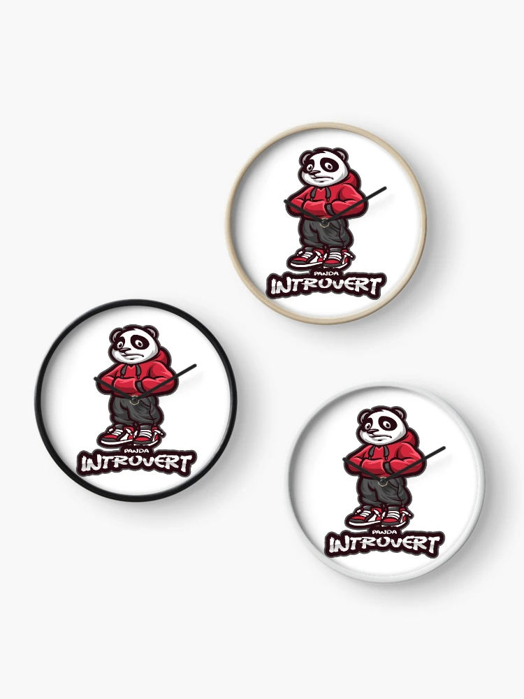 Thumbnail 3 of 4, Clock, Panda Introvert designed and sold by FunPrint.