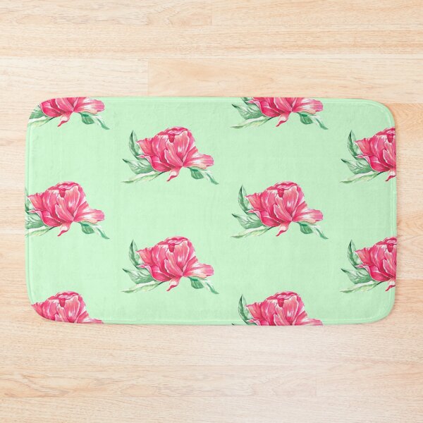 Item preview, Copy of Hand-painted watercolor pink peony sticker on the pastel green background designed and sold by sentimentalica.