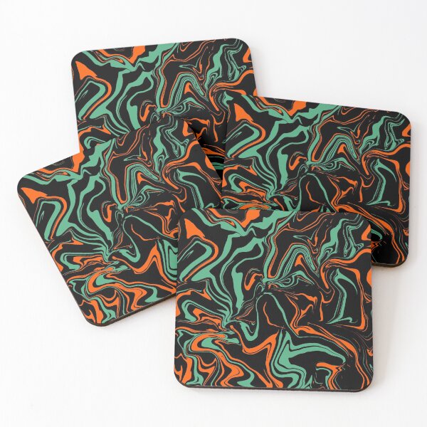 Item preview, Orange, Black and Jade Green Psychedelic Camo Melt designed and sold by WildNClassyFun.