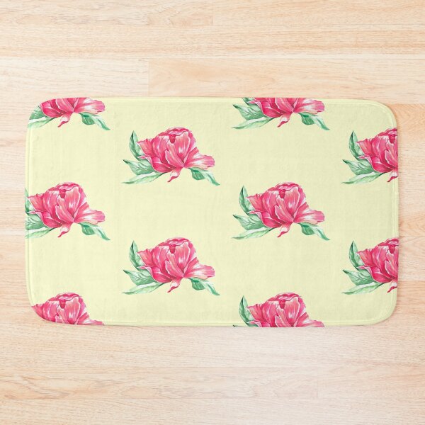 Item preview, Hand-painted watercolor pink peony sticker on the pastel yellow background designed and sold by sentimentalica.