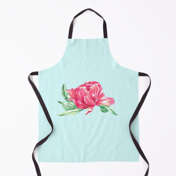 Item preview, Hand-painted watercolor pink peony sticker on the pastel blue background designed and sold by sentimentalica.