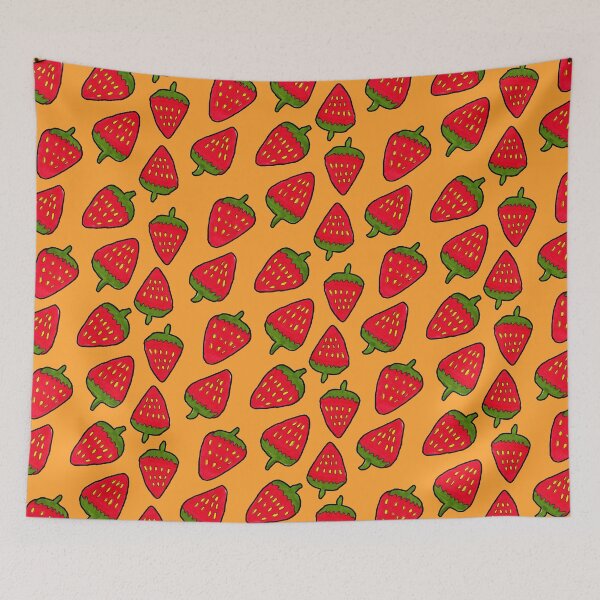 Item preview, Strawberry Fruit Pattern on Bold Gold Background designed and sold by Harriet Linton.