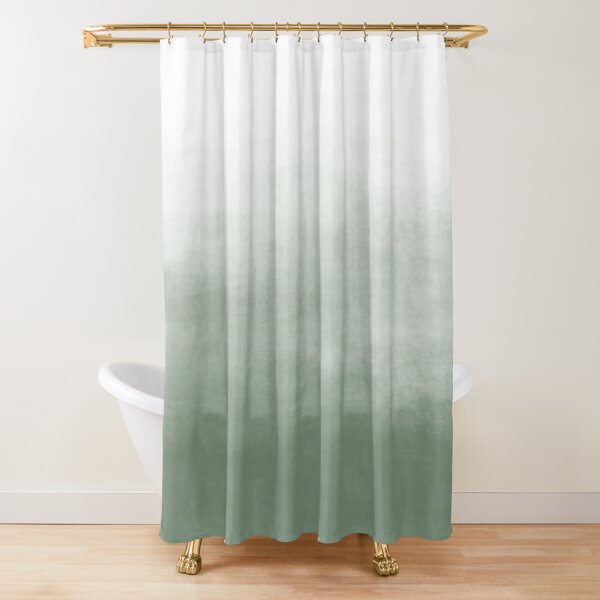 Watercolor Mosaic Shower Curtain Misty Watercolor Ocean Aqua Blue Sage  Green, Coastal Decor Bath 