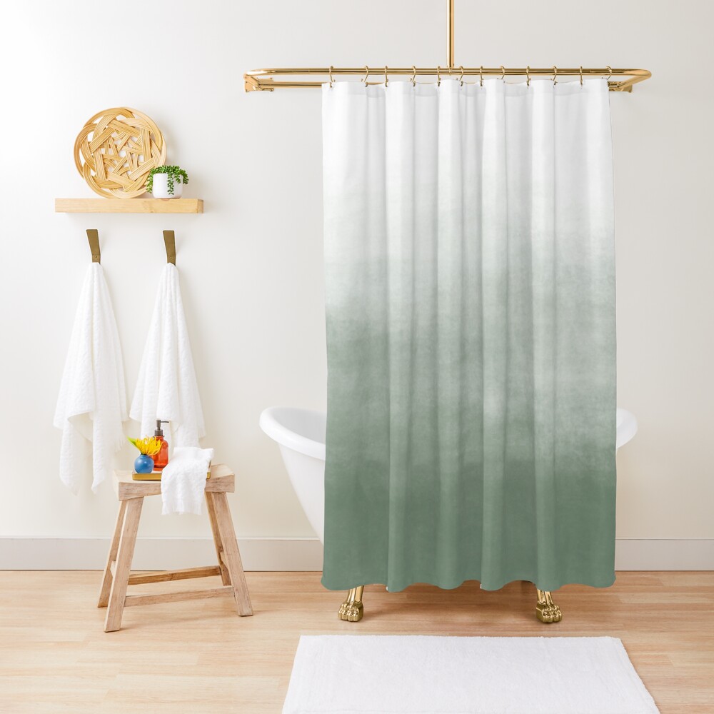 Ombre Paint Color Wash (sage green/white) Shower Curtain