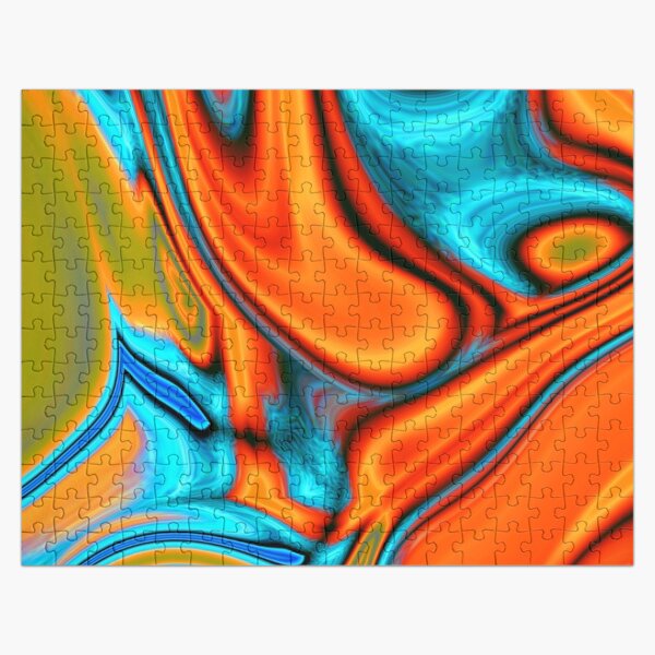 vivid modern Southwest hipster turquoise orange swirls Jigsaw Puzzle