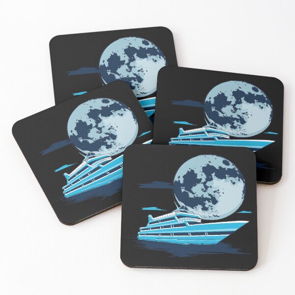 Item preview, Yacht At Night Ocean Gift Moon designed and sold by DavinciStore21.