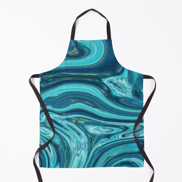 Item preview, abstract blue teal marble swirls mid century modern  designed and sold by LEILA ART SPACE.