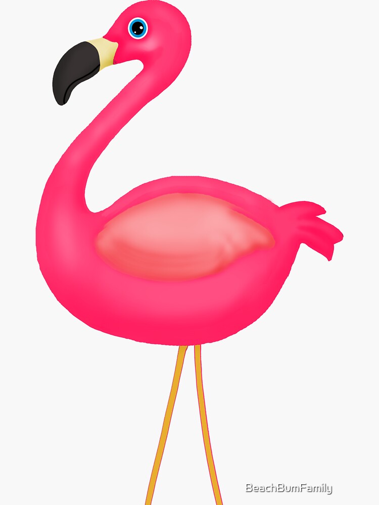 Pink Flamingo on White by BeachBumFamily