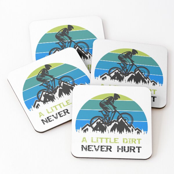 Item preview, Mountainbiker on blue green retro sunset / a little dirt never hurt designed and sold by portrait4you.