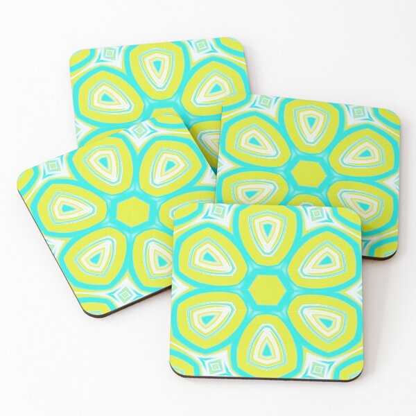 Item preview, Yellow and Icy Blue Tribal Swahili Kanga Pattern designed and sold by FarzT.