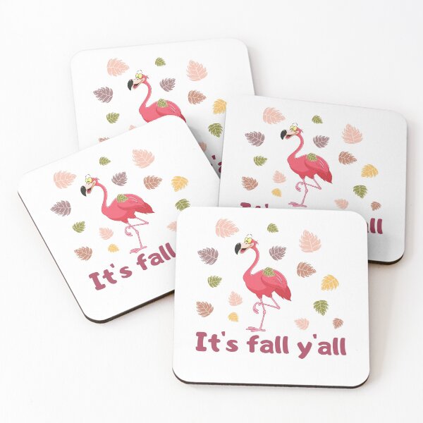 Item preview, Cute pink flamingo among fall leaves designed and sold by KamTamDesigns11.