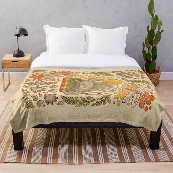 Daydream Dimetrodon | Natural History Art | Permian Prehistoric Life Throw Blanket