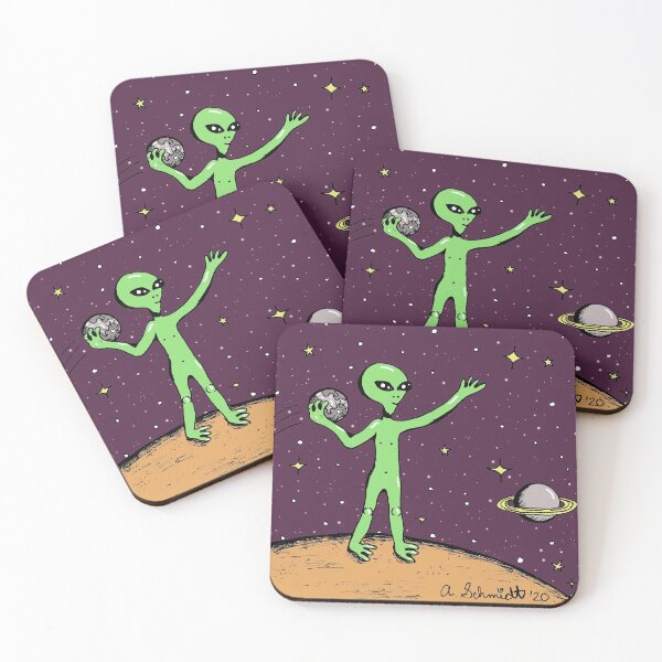 Item preview, Alien Playing Catch with the Moon designed and sold by Intergalactic Unicorn: Art by Anna Schmidt.