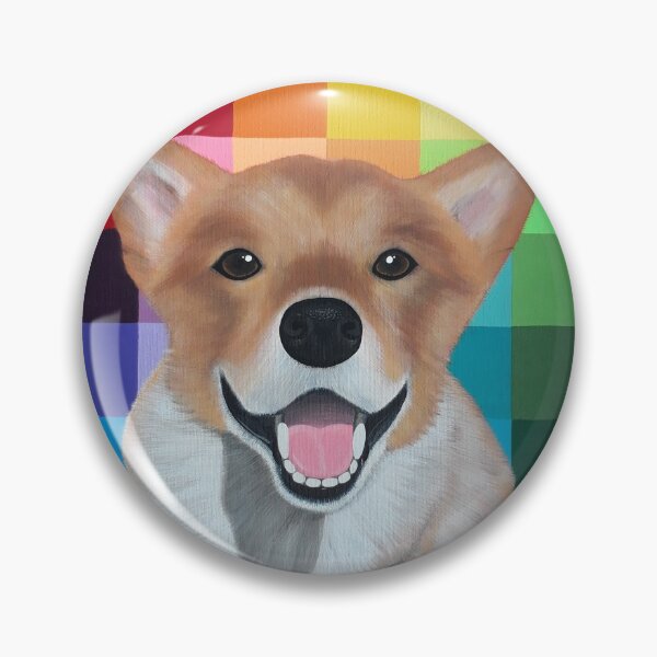 Item preview, Corgi on colorful checkerboard designed and sold by jengeecreations.