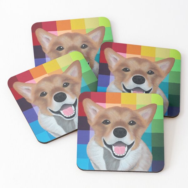 Item preview, Corgi on colorful checkerboard designed and sold by jengeecreations.