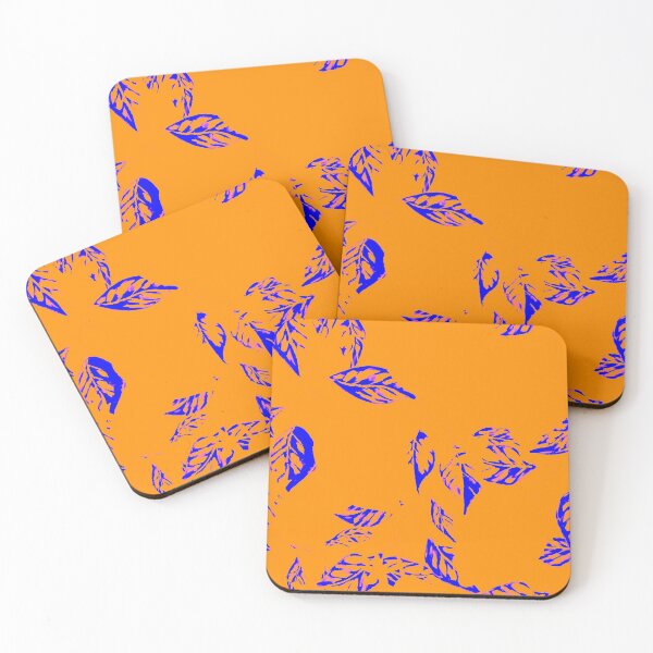 Item preview, Royal Blue Leaves on Butternut Orange designed and sold by AlteredAtelier.