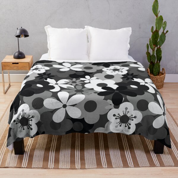 Item preview, Black n White Flower Power Seamless Pattern Graphic Print designed and sold by ClaudiaFlores.