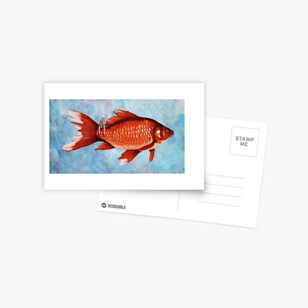 The Fisherman surreal whimsical painting Postcard