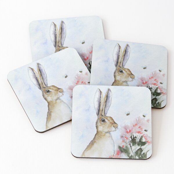 Hare and bees Coasters (Set of 4)