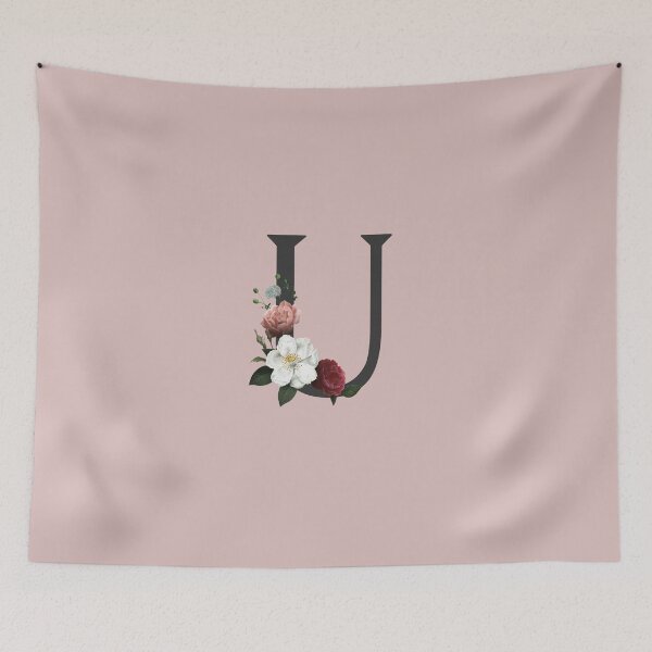 Item preview, Black On Pink Monogram Letter U | Floral Alphabet designed and sold by SerendipityNow.
