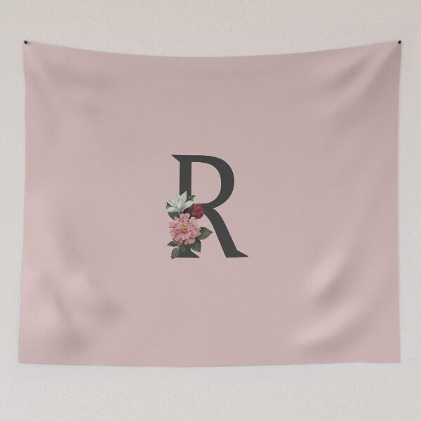 Item preview, Black On Pink Monogram Letter R | Floral Alphabet designed and sold by SerendipityNow.