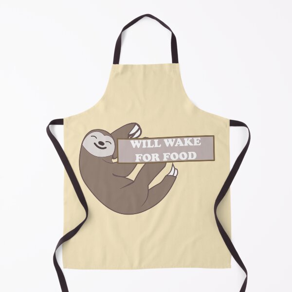 Item preview, Funny food quote: Will wake for food. Furry brown sleepy sloth designed and sold by Deegital18.